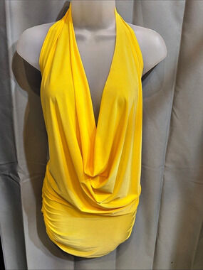 Yellow Draped Halter Top Like New